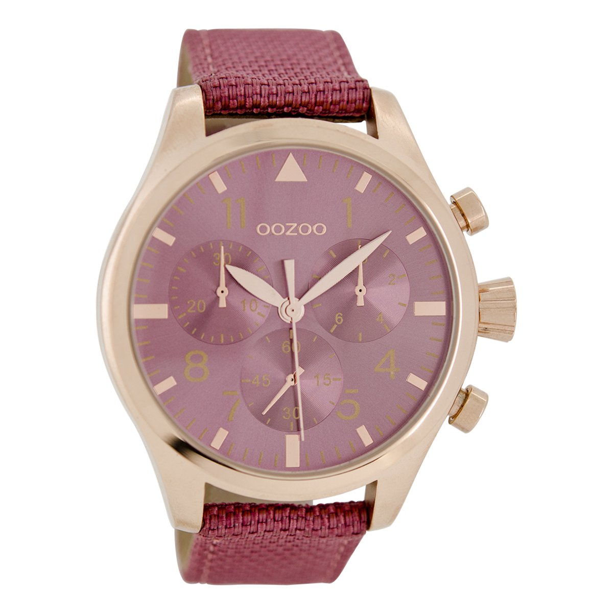 Rosé goudkleurige OOZOO horloge met roze NATO horlogeband - C6796
