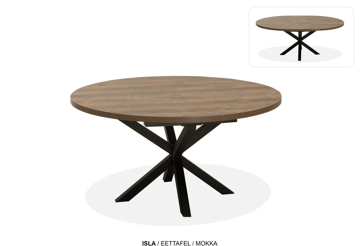 Maxfurn - Ronde uitschuiftafel 140/180 | Zeer krasvast | Kleur: Mokka