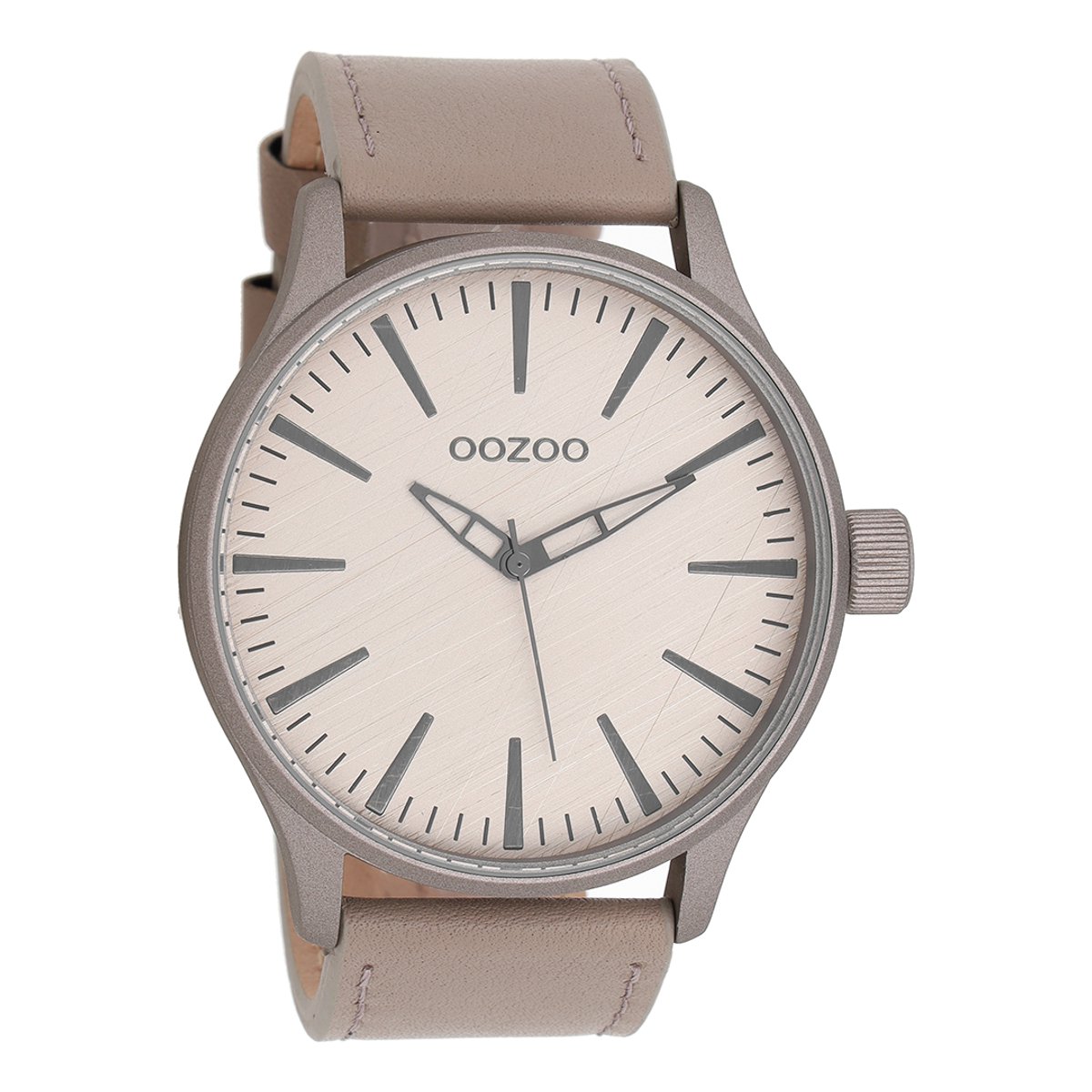 OOZOO Timepieces - Taupe horloge met taupe leren band - C8277