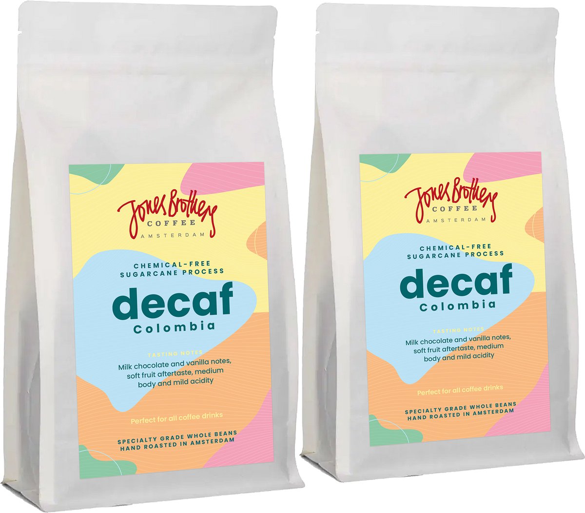 Goedkoopste Jones Brothers Coffee Decaf bundel - Colombia specialiteit koffiebonen - 2 x 250g