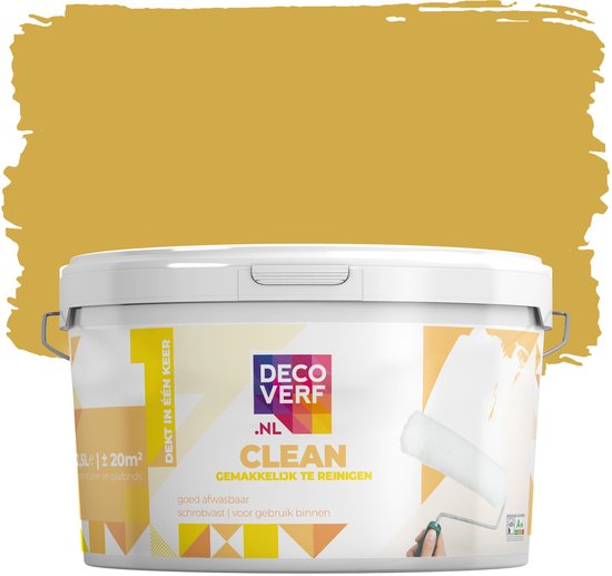 Decoverf clean peinture murale jaune moutarde, 2.5L