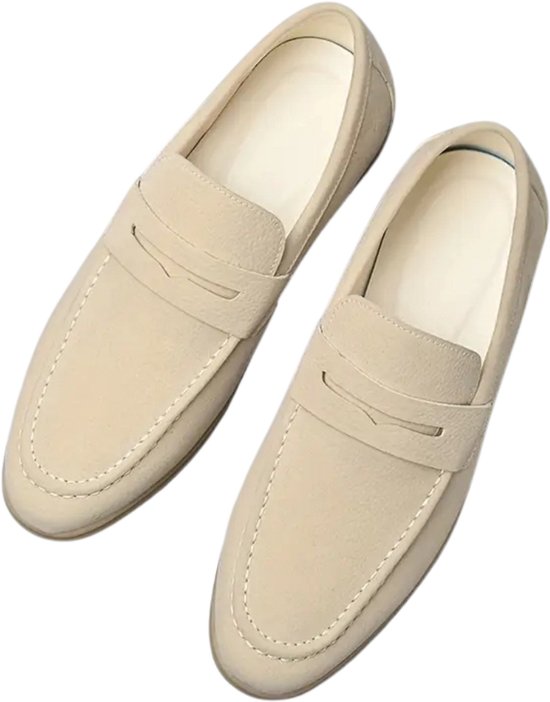 Livano Loafers Heren - Met Hak - Herenschoenen - Instappers - Beige - Maat 45.5