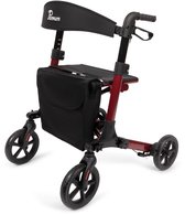 Parvum Brava - Driedubbel én dubbel opvouwbare rollator - Opvouwbaar tot klein pakketje - Remkabels weggewerkt - Inclusief tas, stokhouder en rugband - Rood