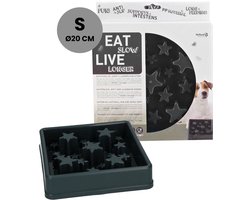 Eat Slow Live Longer Star Voerbak S - Ø 20.5 cm - Anti schrokbak hond – Slowfeeder hond – Anti-slip – Geschikt voor kleine honden - Grijs