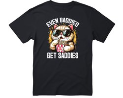 Even Baddies Get Saddies T-shirt - Heren Dames Unisex - cadeau - Grappige T-shirt’s - Origineel Cadeau - Zwart - Funny - Grappig - Maat XXL