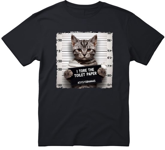 T-shirt « J'ai déchiré le papier Toilettes » - Homme Femme Unisexe - cadeau - T-shirt chat - Cat - Mème - Chat - T-shirts drôles - Cadeau original - Zwart - Funny - Drôle - Taille M