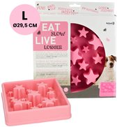 Eat Slow Live Longer Star Voerbak L – Ø 29.5 cm - Anti-schrok voerbak – Slowfeeder voor honden – Anti-slip – Geschikt voor de kleine tot middelgrote hond - Roze