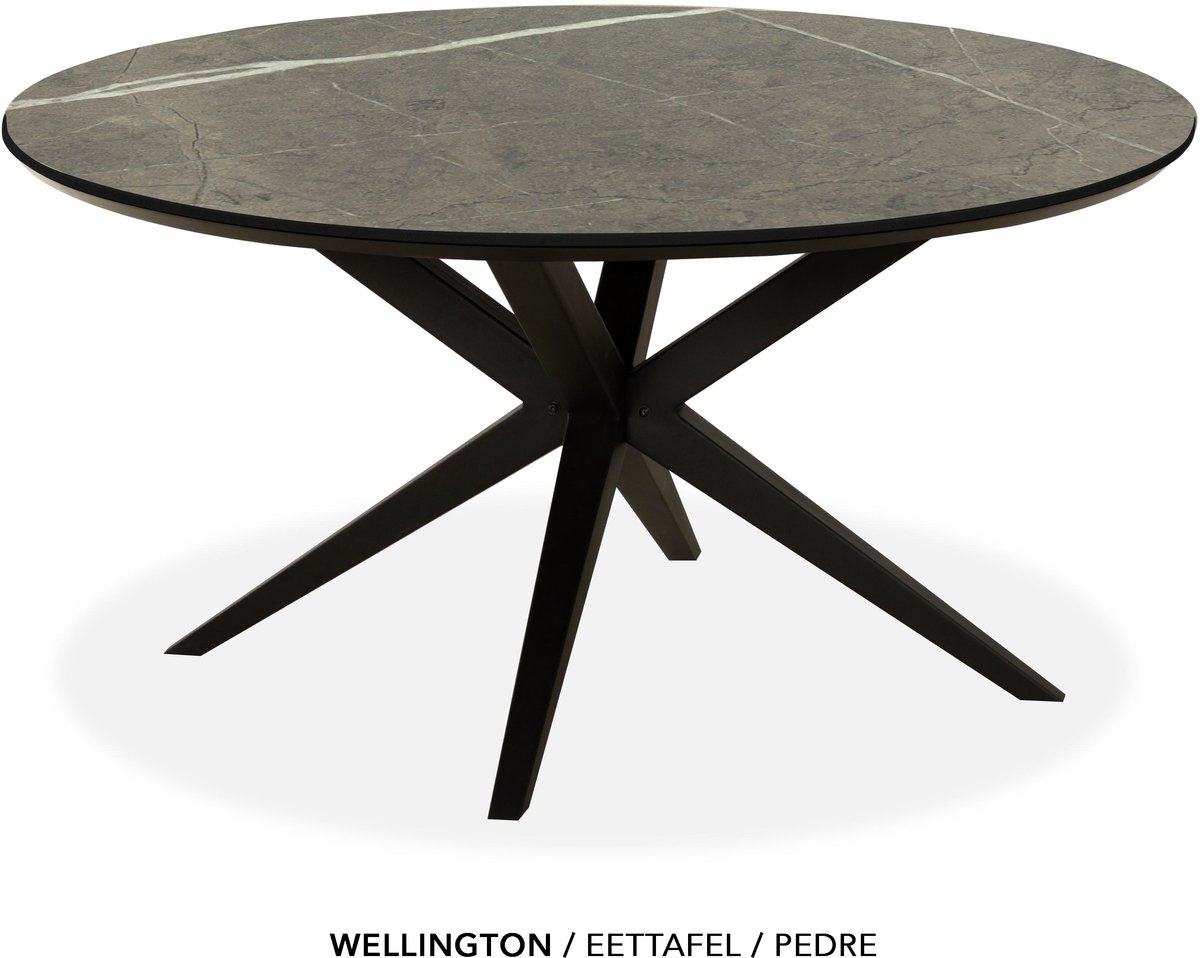 Maxfurn - Eettafel rond met verjongde rand | Zeer krasvast | Kleur: Pedra | diameter 130cm