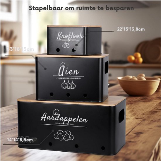Set Van 4 Aardappeldozen - Voorraadpotten Voor De Keuken - Aardappelen