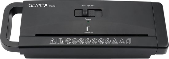Genie 260 S Papierversnipperaar - 6 vellen DIN A4 (80 g/m²) - Stripe Cut - Universeel - Thuis/ Kantoor - Zwart