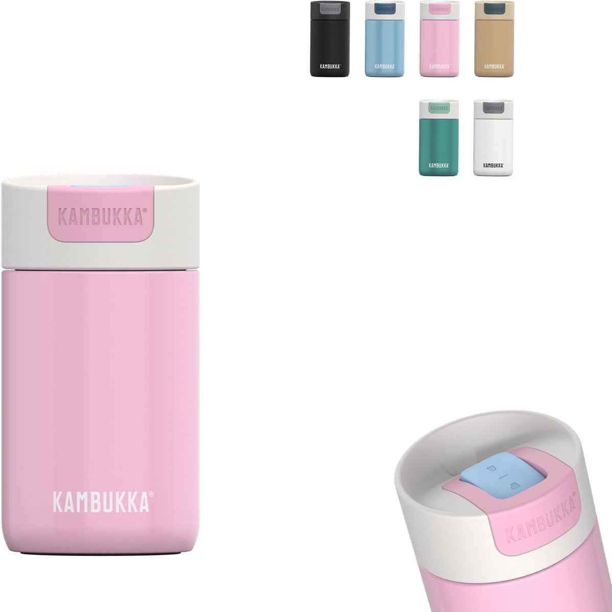 Kambukka Olympus Thermosbeker 300 ml - makkelijk reinigen - lekvrije Koffiebeker - RVS - Pink Kiss