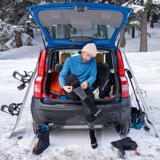 NOMAD® Skisokken Essential 2-Pack | 43/46 Zwart | Warme sokken Dames / Heren | Lange Huissokken / Wandelen / Sporten | Knie Kousen | Goede vochtafvoer