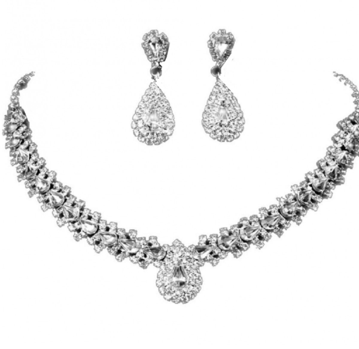 Bruids -ketting set -Meike - Trouwen- Zilverkleur-Charme Bijoux