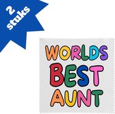 Akyol - world's best aunt brillendoekjes - Tante - beste tante - verjaardagscadeau - cadeau voor tante - gift - kado - 17,8 bij 17,8 cm - 2 stuks