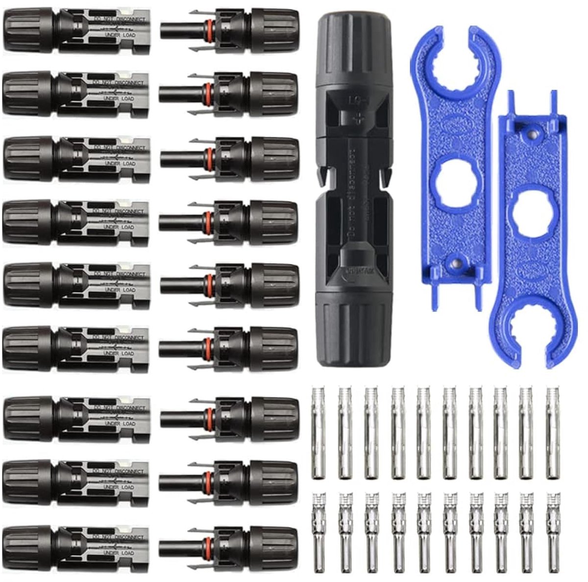 Zonne-energiestekkers 10 paar met sleutel, IP67 waterdicht, compatibel met zonnekabel van 6 mm² - 4 mm²