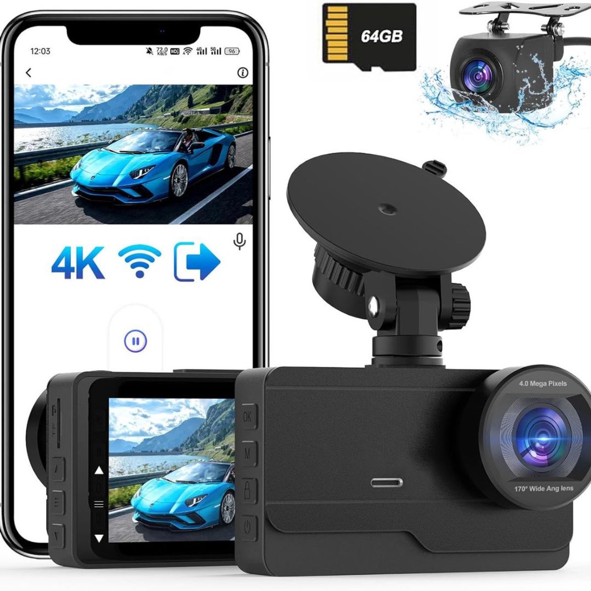 ApexArte® Dashcam voor Auto - Dualdashcam Voor en Achter - Full HD - 1080 - Zwart