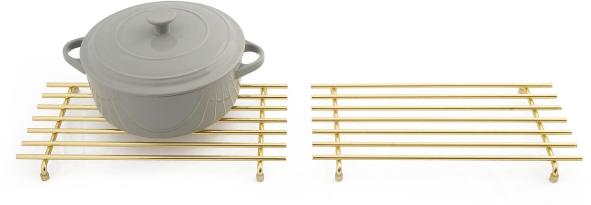 My Ninki ® Stijlvolle en Praktische Hittebestendige Onderzetters voor Keuken- en Tafelbladbescherming, Set van 2 in Goudkleur