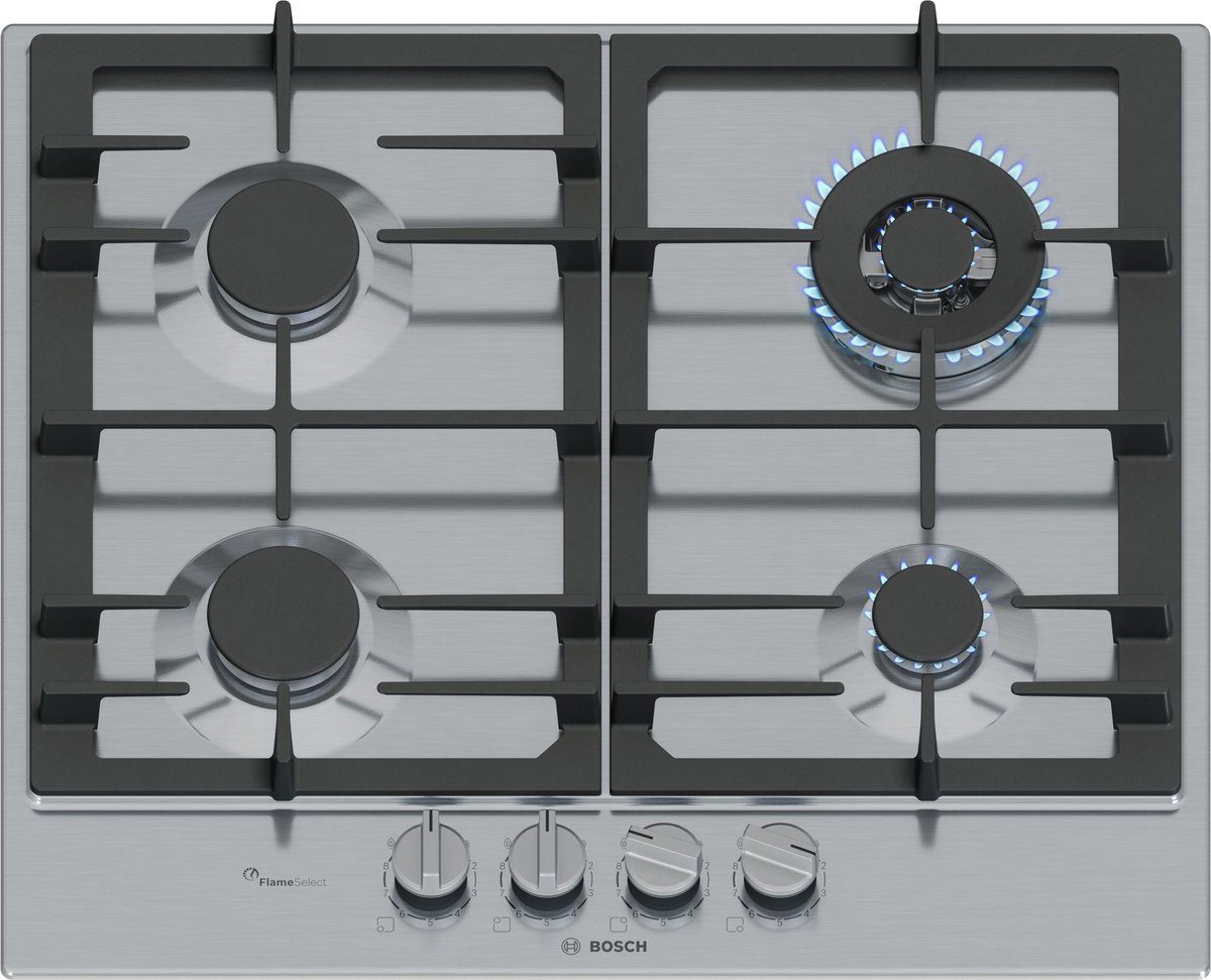 Bosch Serie 6 - Inbouw Gaskookplaat - 4-Pits - Roestvrij Staal