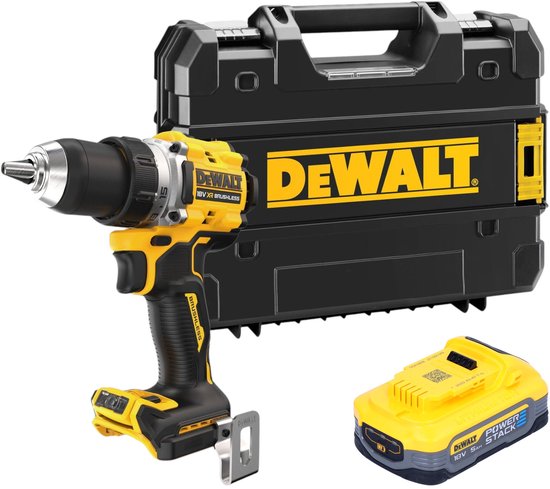 DeWalt DCD 800 NT accuboormachine 18 V 90 Nm borstelloos + 1x Powerstack-accu 5.0 Ah + TSTAK - zonder oplader
