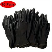 10 Paar Zwarte PU- en Palmgecoate Werkhandschoenen – Maat XL (10) – Duurzame, Antislip, Wasbare Stoffen Handschoenen voor Bouw- en Voertuigonderhoud, Tuinhandschoenen | Werkhandschoenen Tuinieren | Gebreide Stoffen Handschoenen