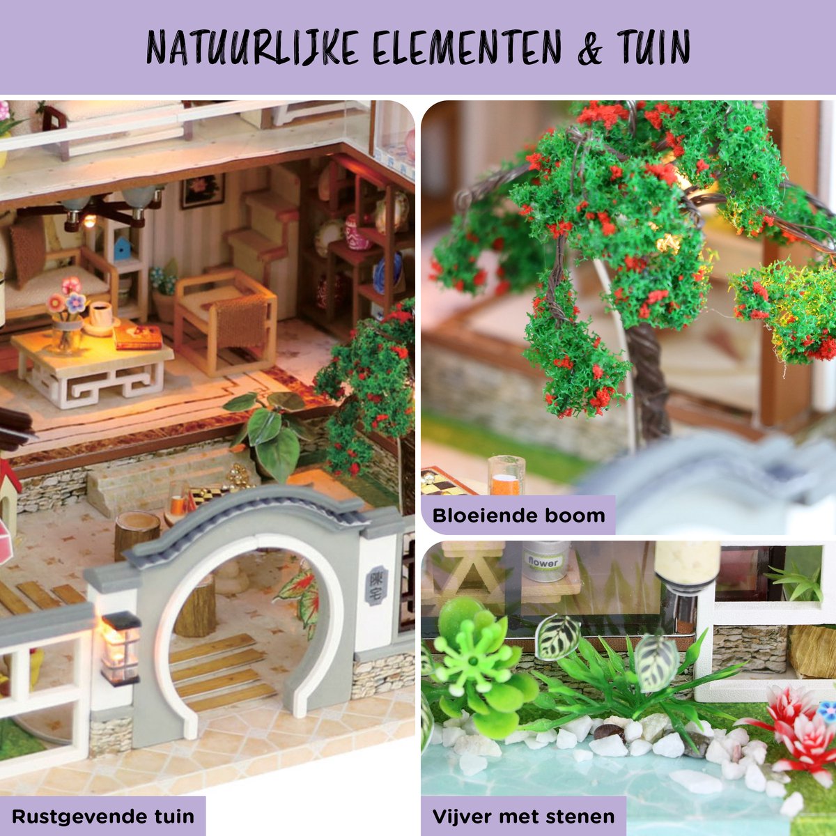 Bouwpakket Groot Japan - Volwassenen & Kinderen - Houten Poppenhuis - DIY - Hobby - Knutselen - Crafts&Co — afbeelding 6