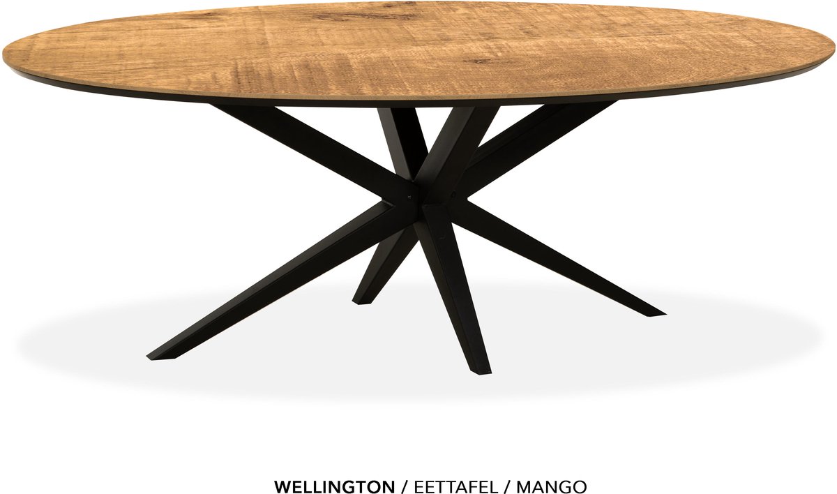 Maxfurn Ovale eettafel 220x120cm met verjongde rand | Zeer krasvast | Kleur: Mango