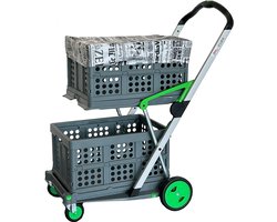 CLAX COMPLEET opvouwbare boodschappen trolley 2 kratten & krathoes | Laadcapaciteit: 60 kg