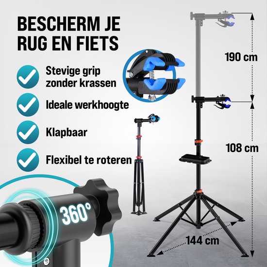 Monzana Fietsmontagestandaard - Verstelbaar Inklapbaar 30 kg - Zwart van Monzana — afbeelding 4
