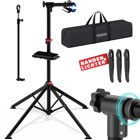 Monzana Fietsmontagestandaard - Verstelbaar Inklapbaar 30 kg - Zwart