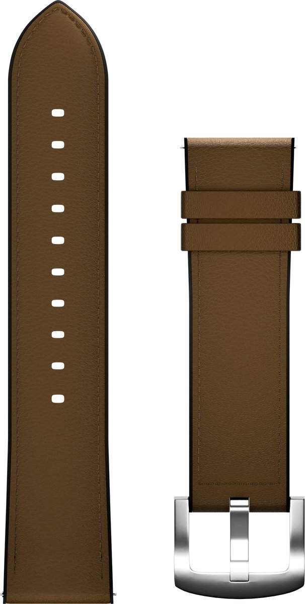 Maoo Smartwatch Bandje - Leer - Geschikt voor Maoo Titan & ProWatch - Universeel - 22mm - Bruin met Zilveren gesp