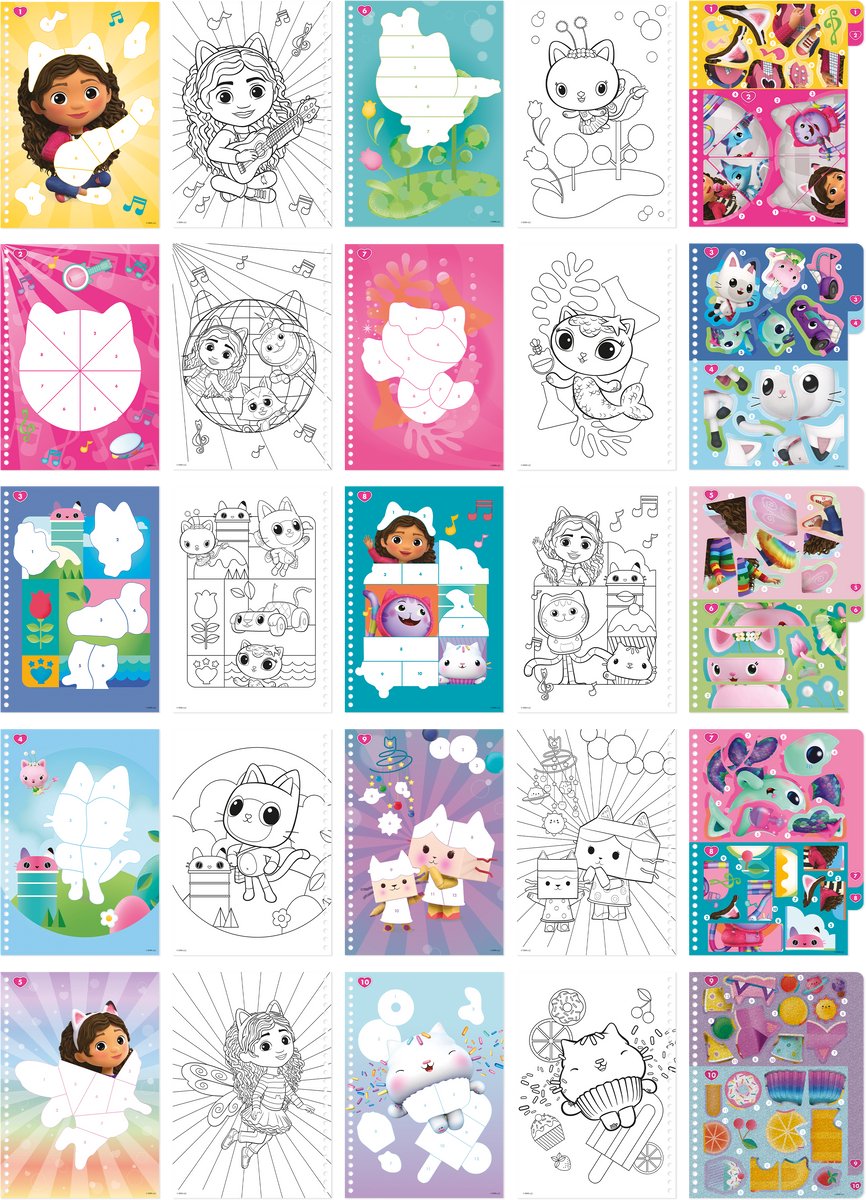 Gabby's Poppenhuis Totum sticker puzzelboekje inclusief kleurplaten vakantieboek 10 stickerpuzzels - sticker by number vakantie doeboek Gabby's Dollhouse — afbeelding 6