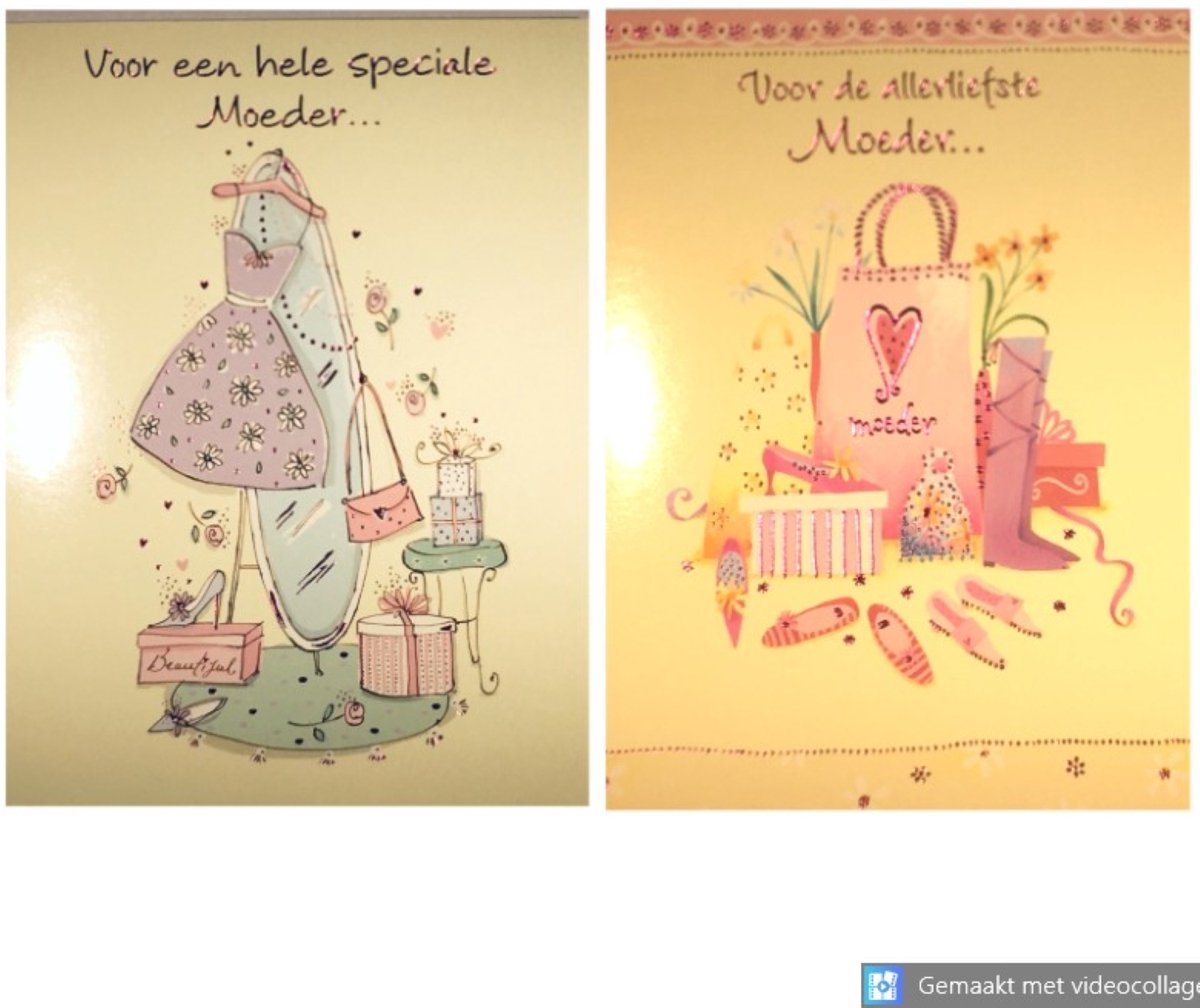 6 Luxe Moederdag Wenskaarten - Moeder Mama Wens Kaart - 2 Motieven - Touche Cards - Met Envelop - 16.5x11.5cm - Muttertag Fete des Meres Mother's Day