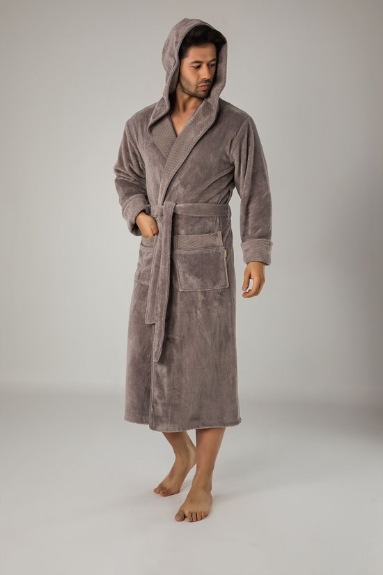 Heren Bamboe Katoen Badjas Olivier / Beige / maat L/XL