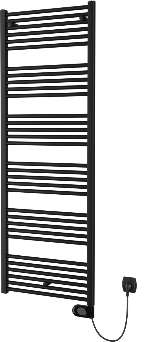 Plieger elba elektrische handdoekradiator - handdoek verwarmer - met klokthermostaat - 170.2 cm x 60 cm - 900 watt - mat zwart