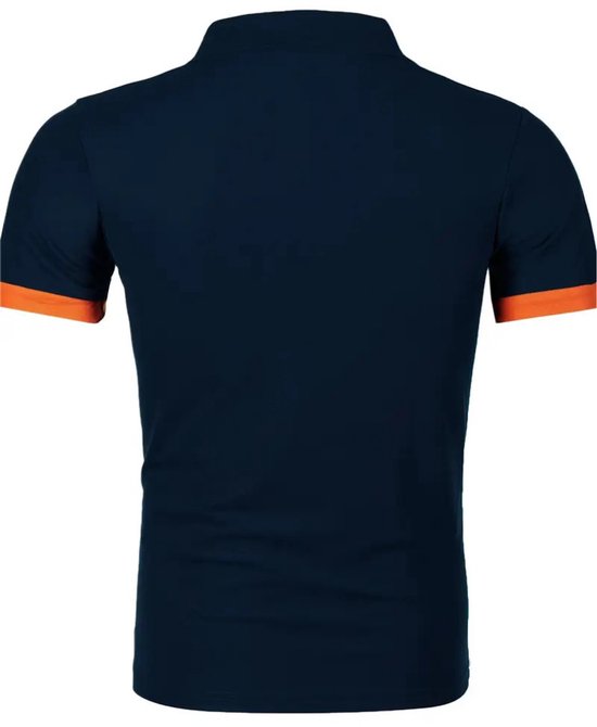 Nivard Golf Shirt Heren - T-shirt - Golfkleding - Golfen - Golf Accessoires - Polo Shirt - Marineblauw + Oranje - Maat XL van Nivard — afbeelding 2