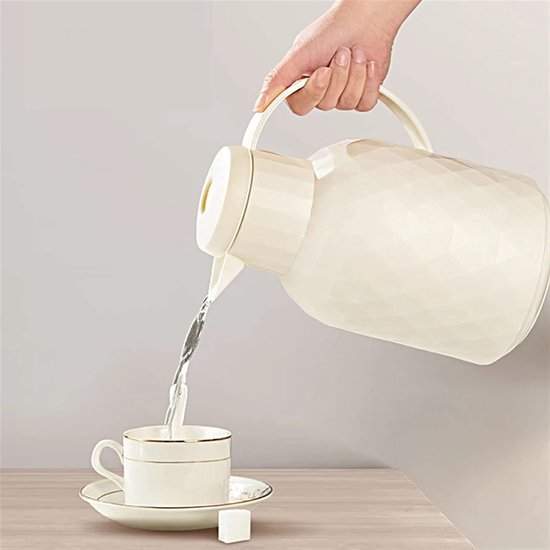 1L Thermische Koffiekan, Stijlvolle Draagbare Geïsoleerde Koffiepot Waterpot Drankdispenser Met Houten Handvat Om Warm Te Houden (Koffie