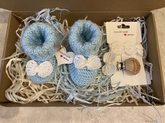 Maminobaby.nl baby geschenkset jongens | Handgemaakt | Babyslofjes | Speenkoord | Kraamcadeu | Babyshower — afbeelding 3