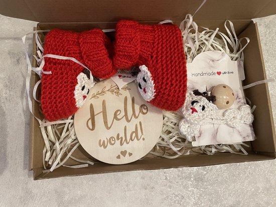 Maminobaby.nl baby geschenkset | Kerst | Hert | Handgemaakt | Babyslofjes | Speenkoord | Kraamcadeu | Babyshower — afbeelding 4