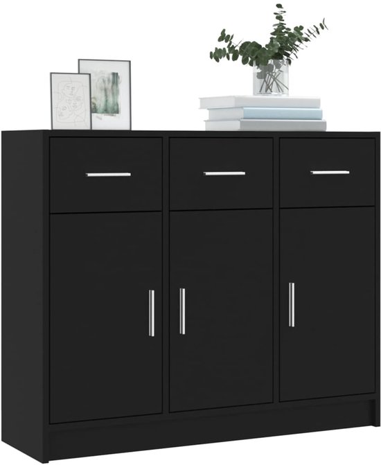 Commode ROMU 2 deuren 1 lade zwart/walnoot van Mobistoxx
