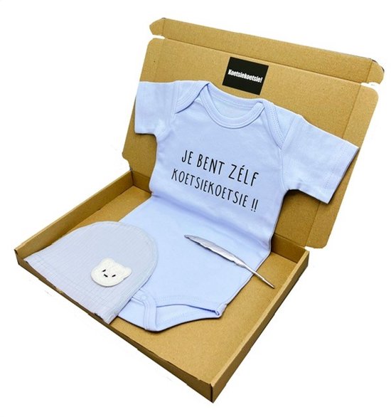 Kraamcadeau brievenbus, kraamcadeau jongen met blauwe romper en babymuts - kraamcadeau rechtstreeks versturen van Kadoing! — afbeelding 3