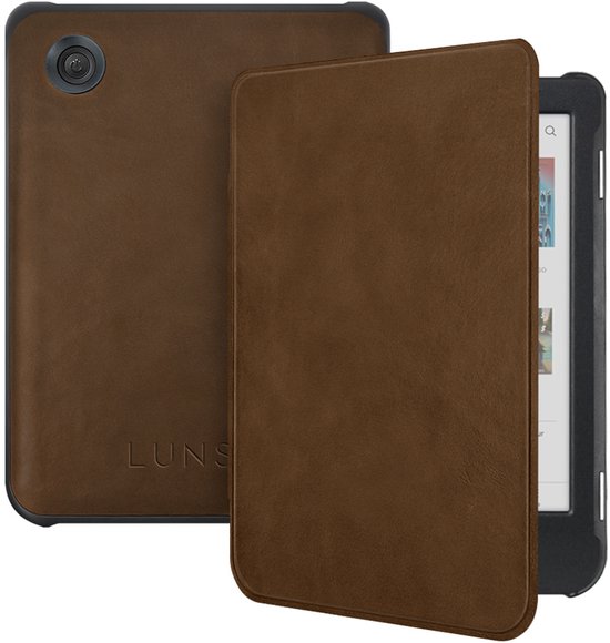 Lunso Geschikt voor Kobo Clara BW / Clara Colour hoes (6 inch) - echt leren sleepcover - Coffee van Lunso — afbeelding 5