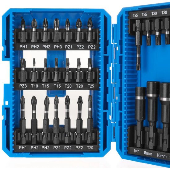 15-delige Impact-schroefbitset  Torx , 50 Mm  2 Inch  Magnetische Precisiebits Opbergdoos