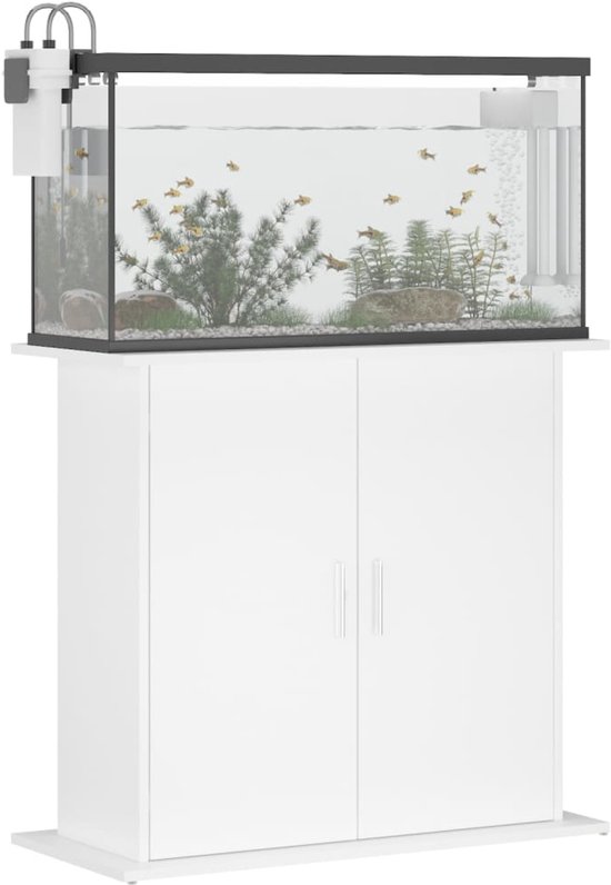 The Living Store Support pour Aquarium Bois Wit - 81 x 36 x 73 cm Support Stable et Trendy