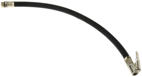 GEKO Luchtslang voor bandenpomp - flexibel rubber - metalen koppeling - 38 cm