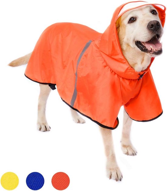 Honden regenjas met capuchon Klassiek Blauw. hondenregenjas