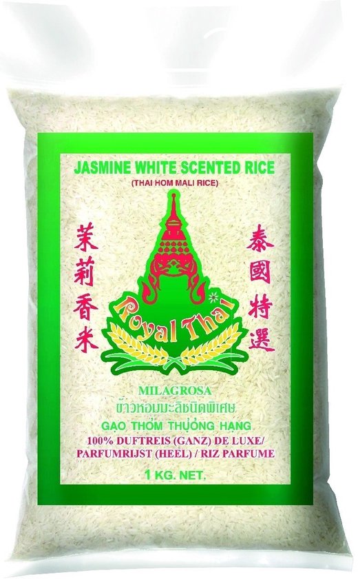 Zak geurige witte jasmijnrijst (Thai Hom Mali Rice) van Royal Thai, 1 kg.
