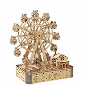 Meedeer 3D Houten Modelbouw - Puzzelbouwspeelgoed - Houten Reuzenrad Puzzel met Licht en Muziek - 3D Puzzels - Kinderpuzzels - 3D Romantische Decoratieve Decoraties - Met LED-Lichtjes, Muziek en Roterende Bouwstenen