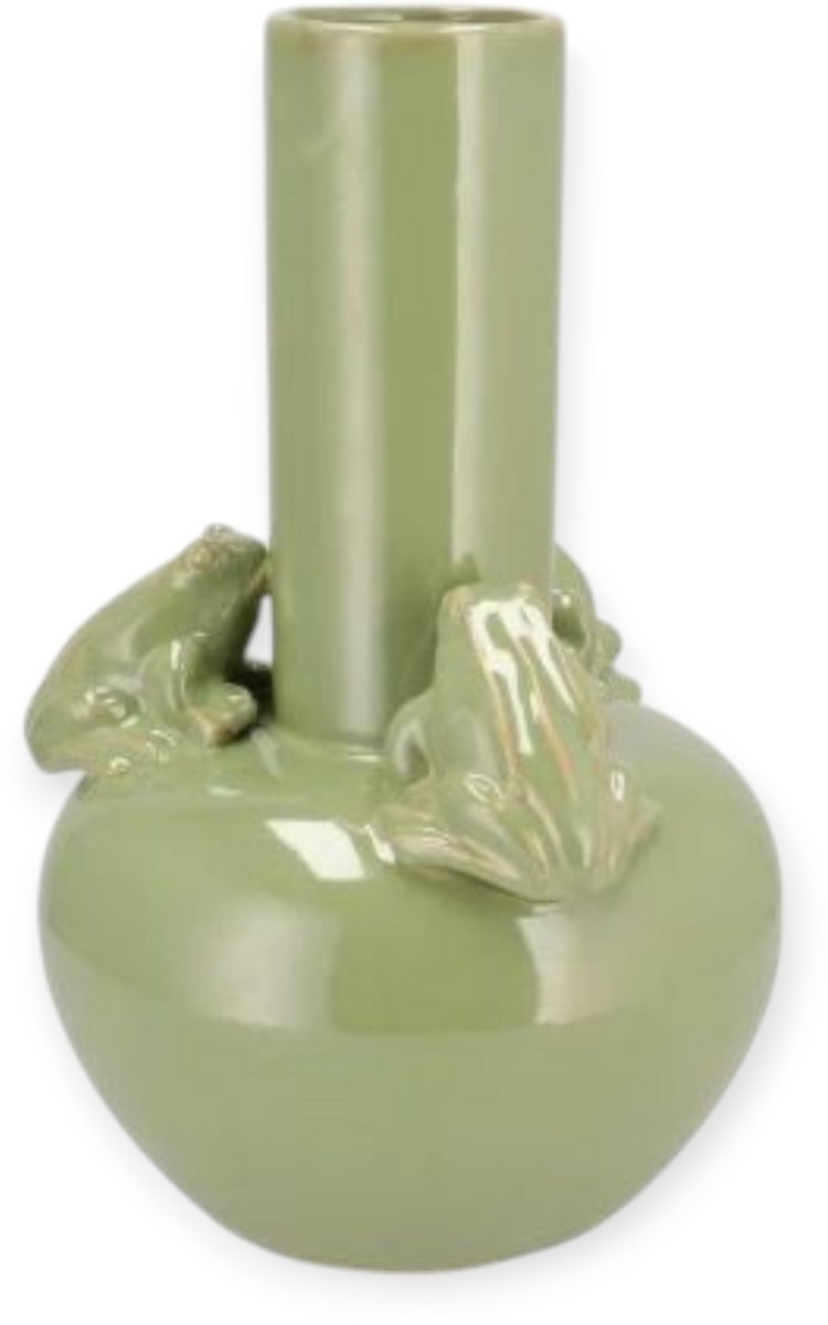 Daan kromhout - Vaas - Bloemenvaas - Frog - Kikkers - Keramiek - Pistache Groen - 14x19cm