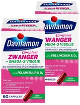 Bol.com Davitamon Mama Compleet Zwanger Omega 3 Visolie met Foliumzuur - Multivitamine zwangerschap met vitamine D3 - 60 stuks -... aanbieding