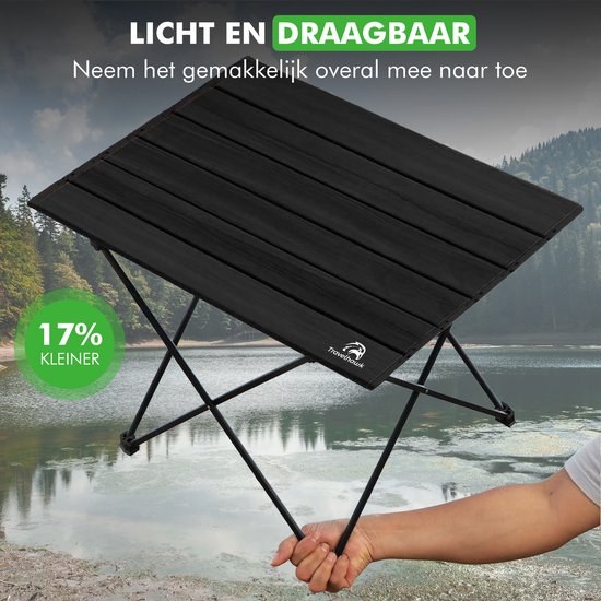 Travelhawk Campingtafel Inklapbaar - Campingtafel Opvouwbaar - Camping Tafel - campingtafel Lichtgewicht - Picknicktafel Kinderen - Zwart - 56x40x40cm - Medium van Merkloos — afbeelding 2